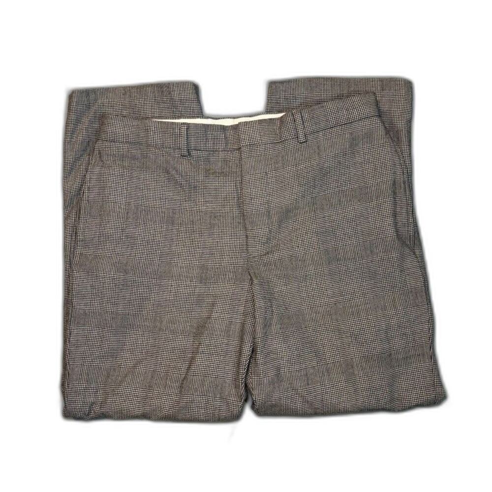 Tommy Hilfiger Men's Wool Stretch Suit Dress Pants Grey Camel Plaid 34 X 30